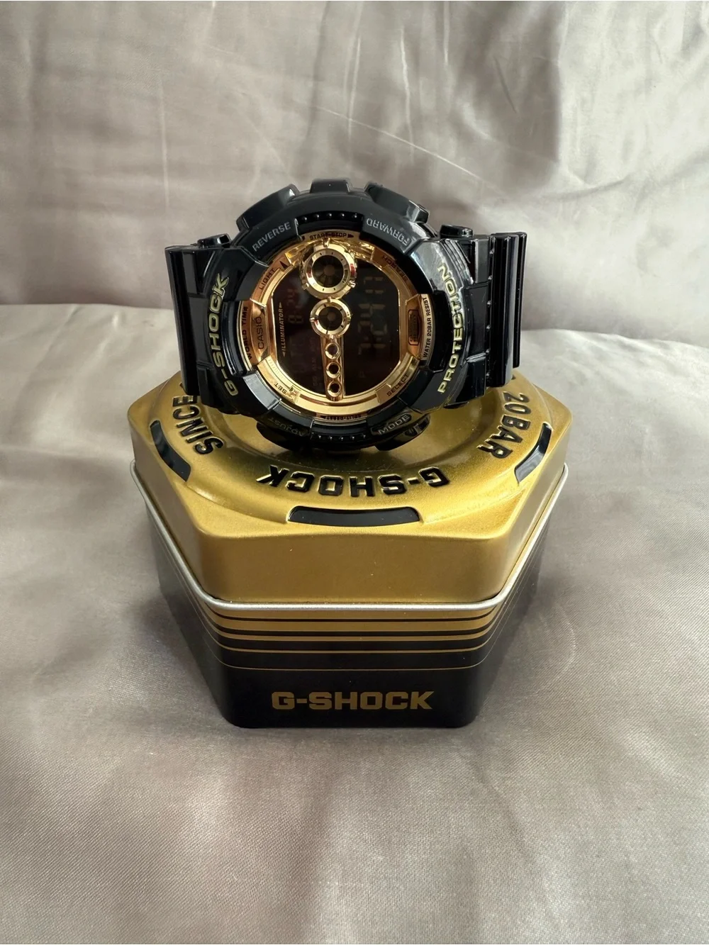 Casio G-Shock Black and Gold Digital Watch - GD100GB-1CS